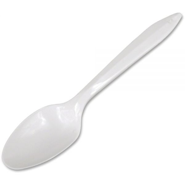 Dart Style Setter Mediumweight Plastic Teaspoons, White, 1000/Carton