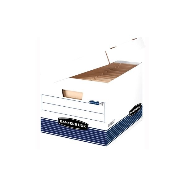 Bankers Box Systematic Medium-Duty Strength Storage Boxes, Letter/Legal Files, White/Blue, 12/Carton