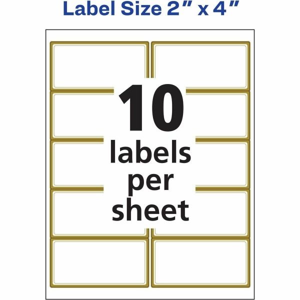 Avery Labels With Metallic Gold Borders, 2" X 4" , 100 (6541)