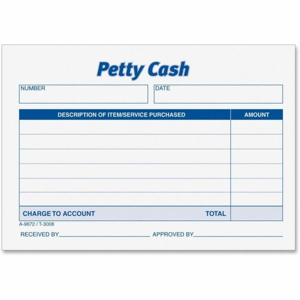 Tops Received Of Petty Cash Form, 5" X 3-1/2"