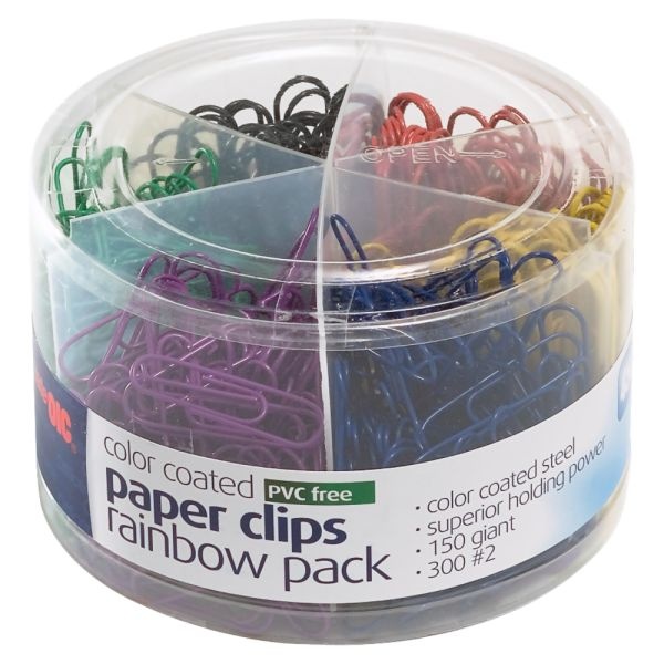 Officemate Coated Paper Clips, 450/Pack