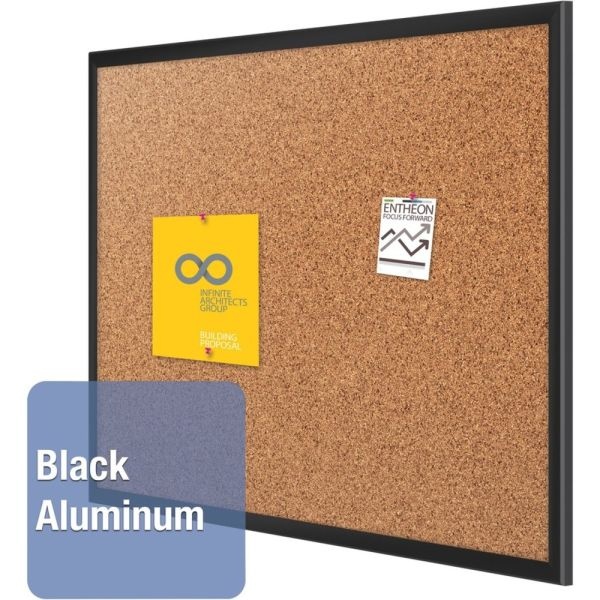Quartet Classic Cork Bulletin Board, 36" X 60", Aluminum Frame With Black Finish