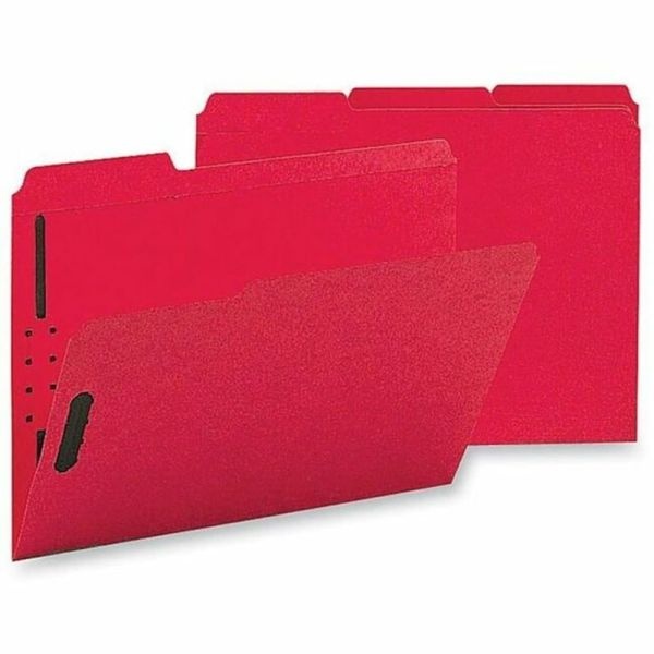 Sparco Color Fastener Folders With 2-Ply Tabs, Letter Size, Red, Box Of 50