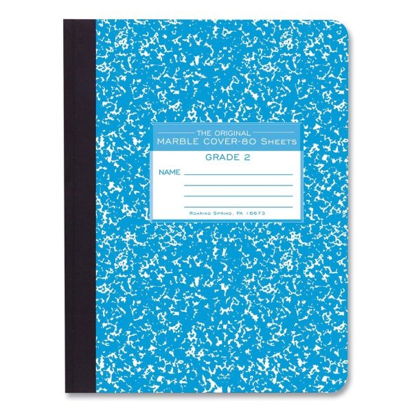 Roaring Spring Ruled Composition Book, Grade 2 Manuscript Format, Blue Marble Cover, (80) 9.75 X 7.5 Sheet, 48/Ct