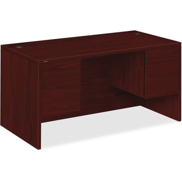 Hon 10500 60"W Double-Pedestal Computer Desk, Mahogany