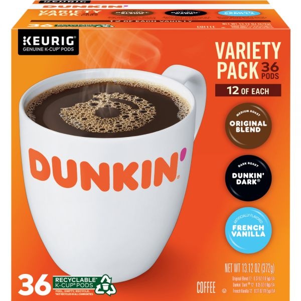 Dunkin' Coffee Single-Serve K-Cup Variety Pack, Pack Of 36 K-Cup