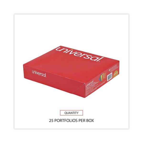 Universal Two-Pocket Portfolios W/Tang Fasteners, 135-Sheet Capacity, Assorted Colors, 25/Box