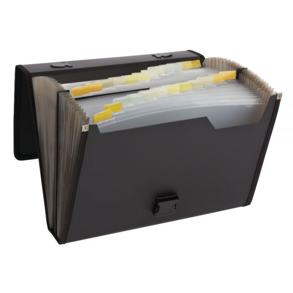 Expanding Poly 26-Pocket File, Letter Size, Black
