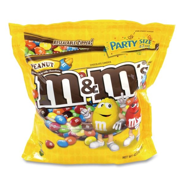 M & M's Sup Party Bag Peanut, 42 Oz Bag, 2 Bags/Pack