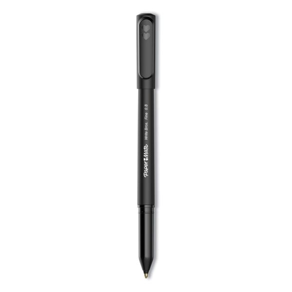 Paper Mate Write Bros. Ballpoint Pen, Stick, Fine 0.8 Mm, Black Ink, Black Barrel, Dozen