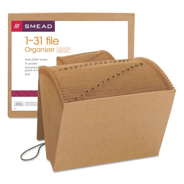 Smead Kraft Expanding File With Flap, 1-31, Letter Size (8 1/2" X 11"), Brown