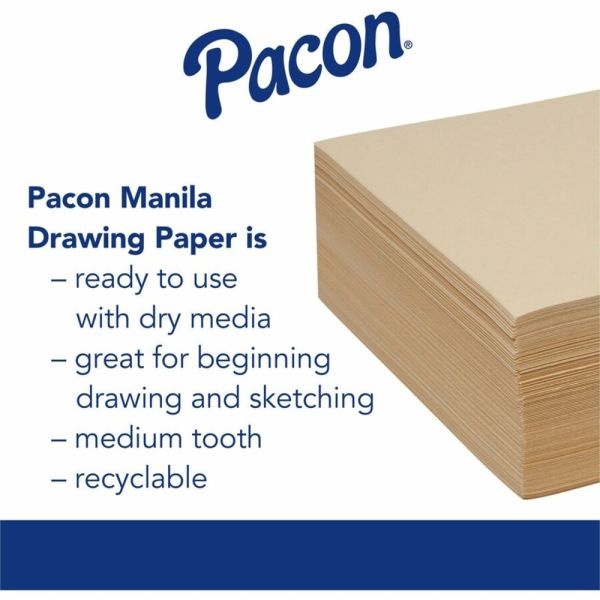 Pacon Standard Weight Drawing Paper, 12" X 18", 500 Sheets, Manila