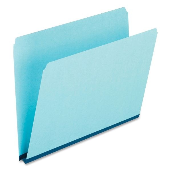 Oxford Straight-Cut Pressboard Top-Tab File Folders, Letter Size, 30% Recycled, Blue, Box Of 25