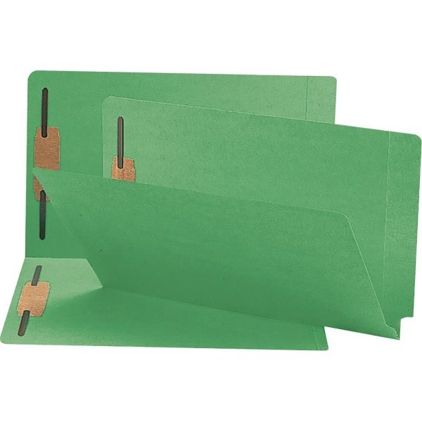 Smead Shelf-Master Color Fastener Folders, Legal Size, Green, Box Of 50