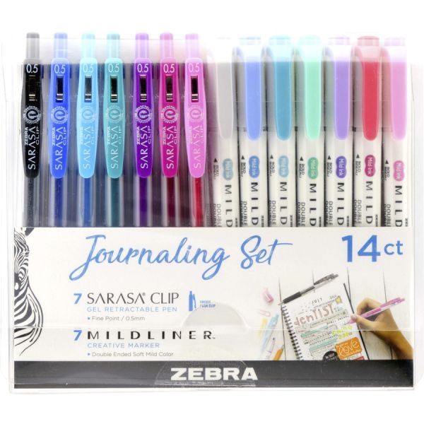 Zebra Pen Journaling Set Mildliner & Sarasa Clip Gel Pen And Highlighter Set