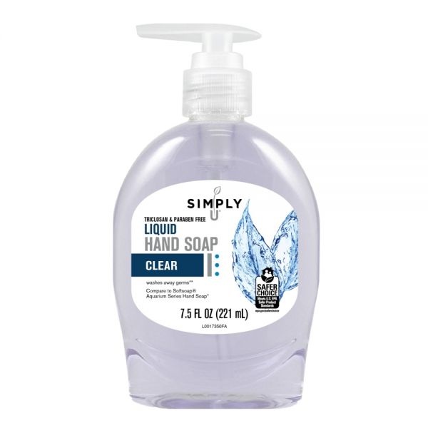 Simplyu Clear Liquid Hand Soap, Triclosan & Paraben Free, Clean Scent, 7.5 Oz