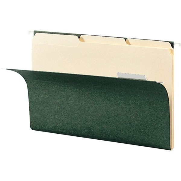 Smead Premium-Quality Hanging Folders, 1/5 Cut, Legal Size, Standard Green, Pack Of 25