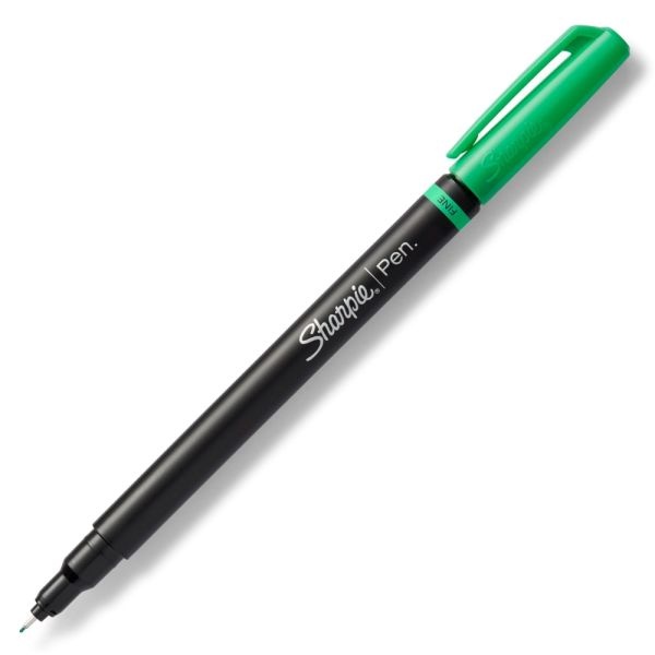 Sharpie Pens, Fine Point, 0.4 Mm, Black Barrels, Assorted Ink Colors, Pack Of 6