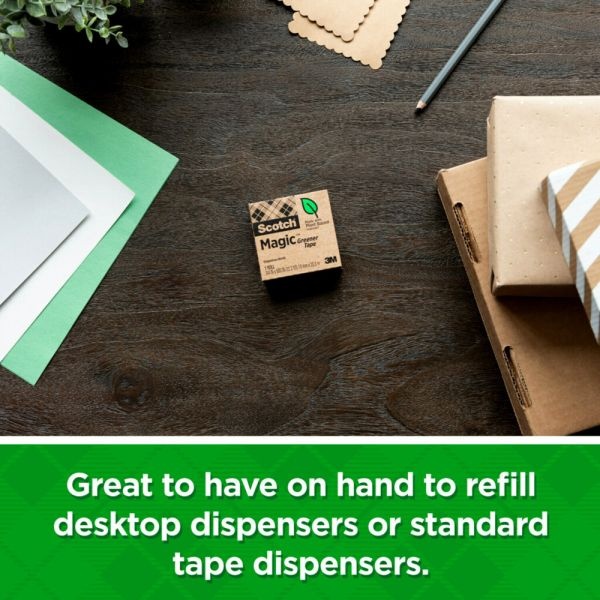 Scotch Greener Magic Tape With Dispenser, Invisible, 3/4 In X 900 In, 6 Tape Rolls, Clear, Home Office And School Supplies