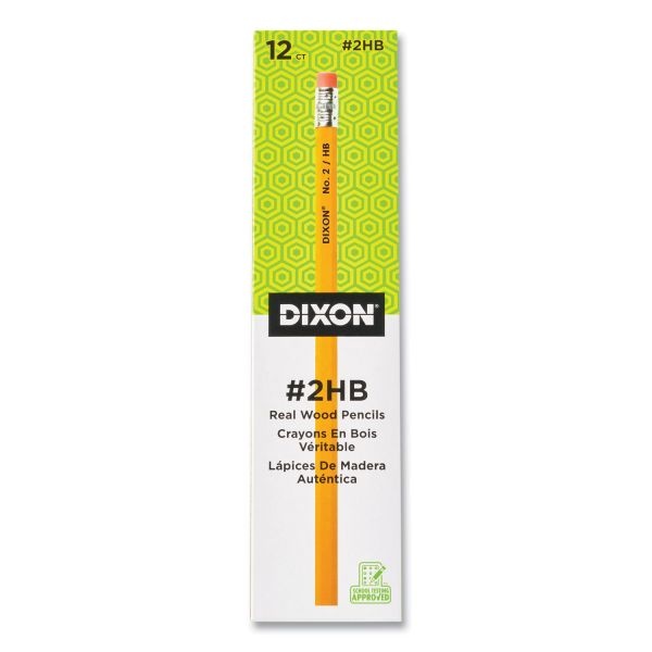Dixon No. 2 Pencil, Hb (#2), Black Lead, Yellow Barrel, Dozen