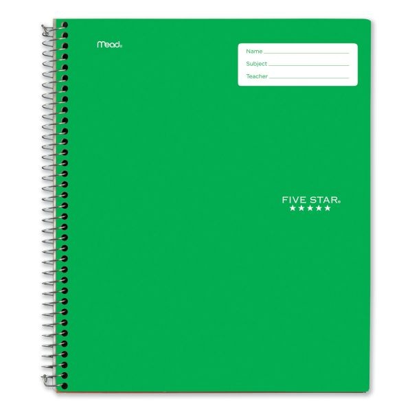 Five Star Interactive Notebook, 1 Subject, Medium/College Rule, Green Cover, 11 X 8.5, 100 Sheets