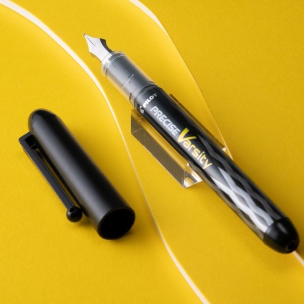 Pilot Precise Varsity Fountain Pens, Medium Nib, Black Barrel, Assorted Inks, Pack Of 3 Pens