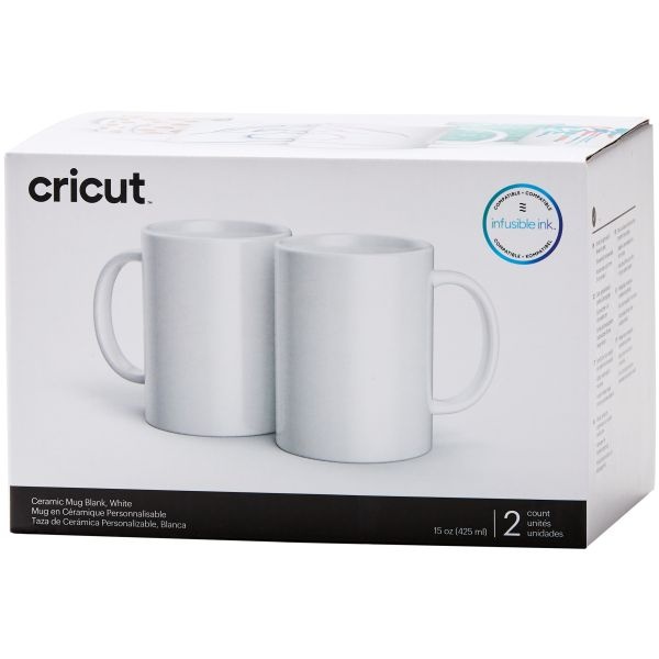 Cricut Mug Press Ceramic Mug Blank 15Oz 2/Pkg