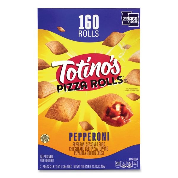 Totino's Pizza Rolls Pepperoni Pizza Rolls, 39.9 Oz Bag, 80 Rolls/Bag, 2 Bags/Box