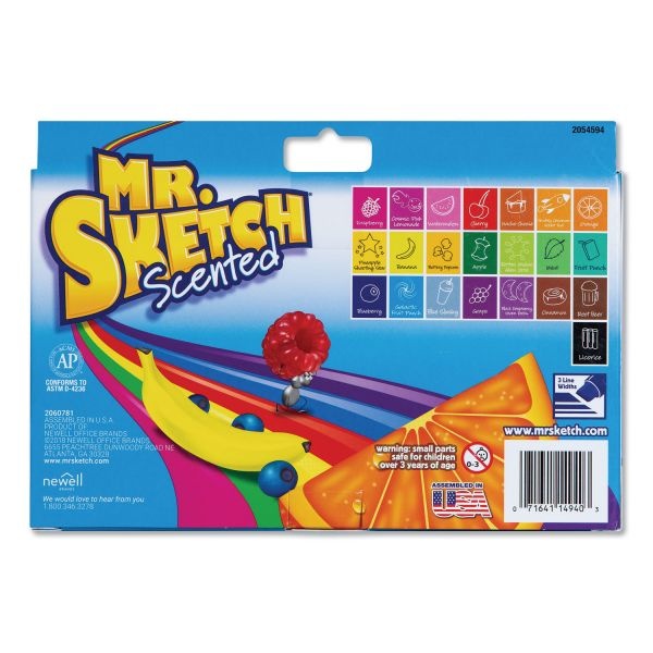 Mr. Sketch Scented Watercolor Marker, Broad Chisel Tip, Assorted Colors, 22/Pack