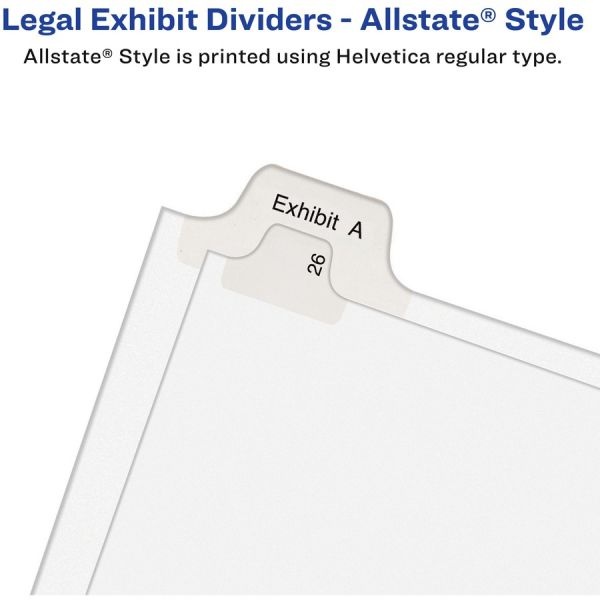 Avery Preprinted Legal Exhibit Side Tab Index Dividers, Allstate Style, 26-Tab, Y, 11 X 8.5, White, 25/Pack