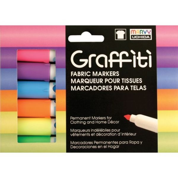 Graffiti Fabric Markers 6/Pkg