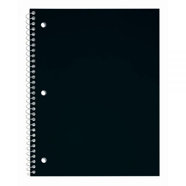 Just Basics Poly Spiral Notebook, 8" X 10-1/2", 1 Subject, Wide Ruled, 70 Sheets, Black
