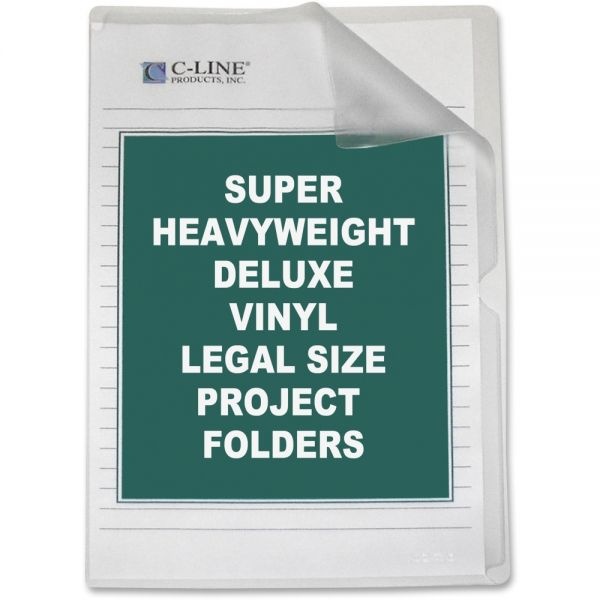 C-Line Non-Glare Vinyl Project Folders, Legal Size, Clear, Box Of 50