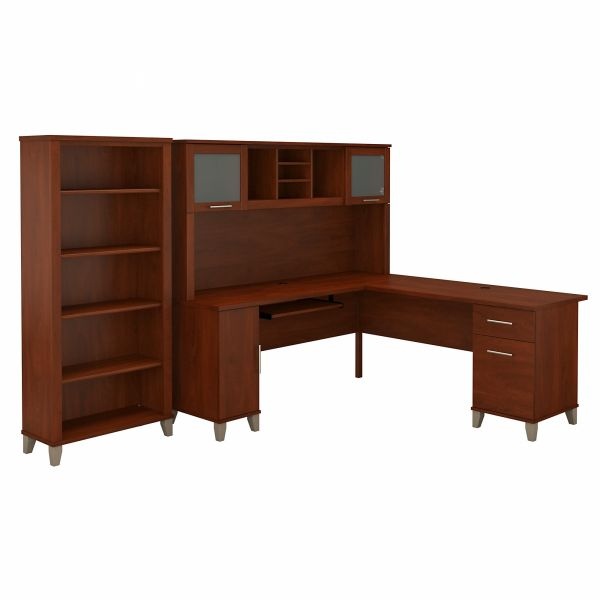Bush Furniture Somerset 72w L Shaped Desk With Hutch And 5 Shelf