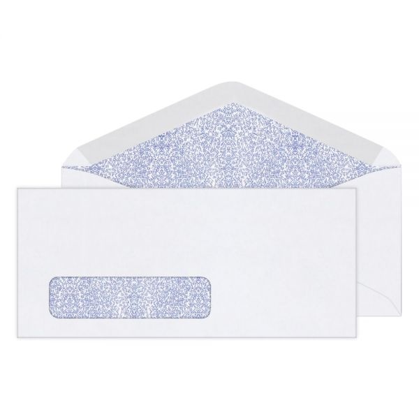 #10 Security Envelopes, Left Window, Gummed Seal, White, Box Of 500