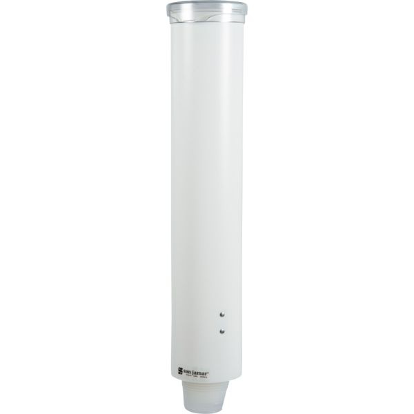 San Jamar Small Pull-Type Water Cup Dispenser - Pull Type - Wall Mountable - Plastic - Transparent White