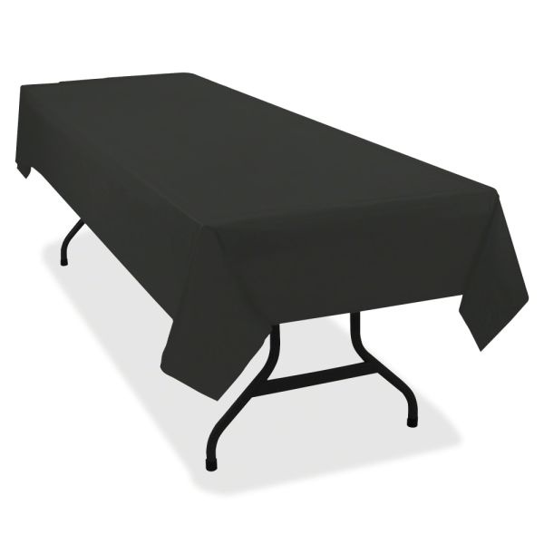 Tablemate Heavy-Duty Plastic Table Covers - 108" Length X 54" Width - 6 / Pack - Plastic - Black