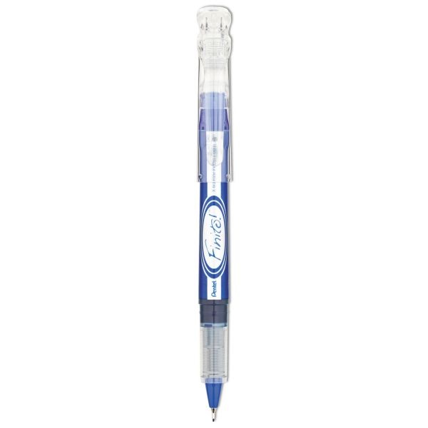 Pentel Finito! Porous Point Pen, Stick, Extra-Fine 0.4 Mm, Blue Ink, Blue/Silver/Clear Barrel
