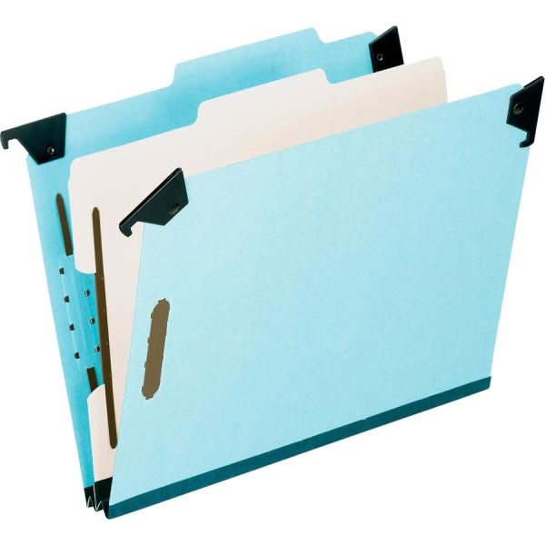 Pendaflex Hanging Classification Folders With Dividers, Letter Size, 1 Divider, 2/5-Cut Exterior Tabs, Blue