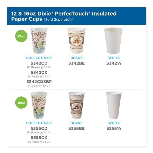Dixie Perfectouch 12 Oz Insulated Paper Hot Coffee Cups By Gp Pro