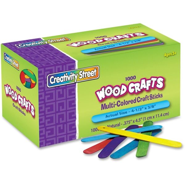 Creativity Street Wood Crafts Regular Craft Sticks, 4 1/2" X 3/8" X 2Mm, Color, Box Of 1,000