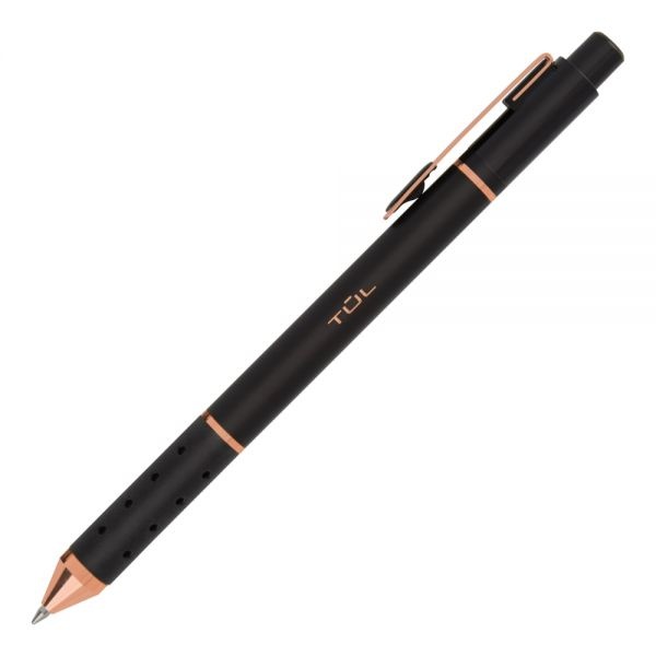 Tul Retractable Gel Pens, Medium Point, 0.7 Mm, Black Barrel, Black Ink, Pack Of 12 Pens