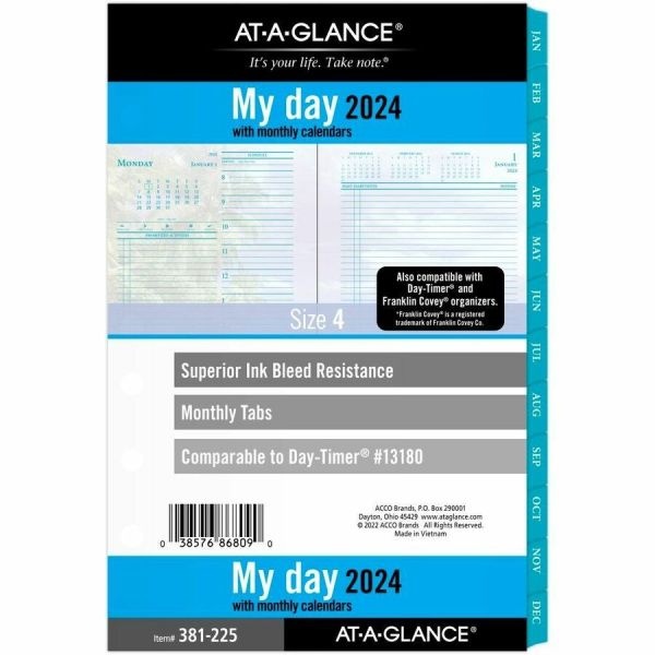 At-A-Glance 2024 Seascapes Daily Monthly Planner Two Page Per Day Refill, Loose-Leaf