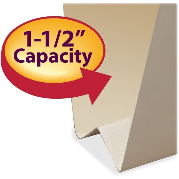 Smead Expandable Heavyweight File Folders, 1/3-Cut Tabs: Assorted, Legal Size, 1.5" Expansion, Manila, 50/Box