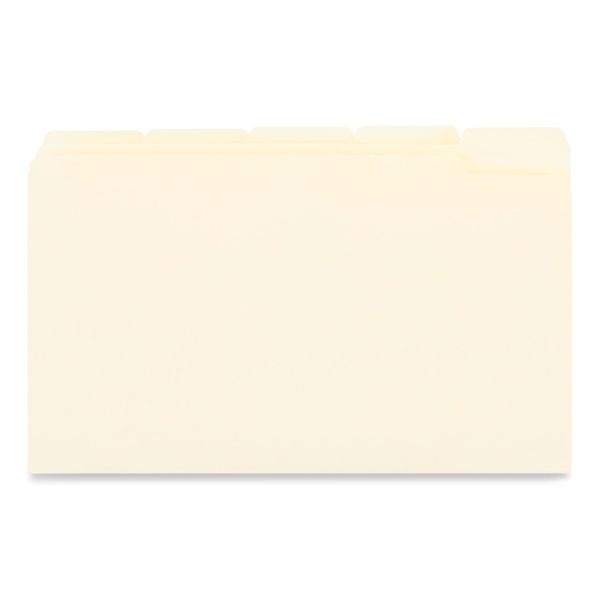 Universal Top Tab File Folders, 1/5-Cut Tabs: Assorted, Legal Size, 0.75" Expansion, Manila, 100/Box