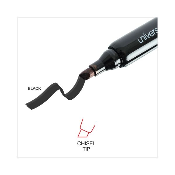 Universal Permanent Marker, Chisel Tip, Black, 36/Pack