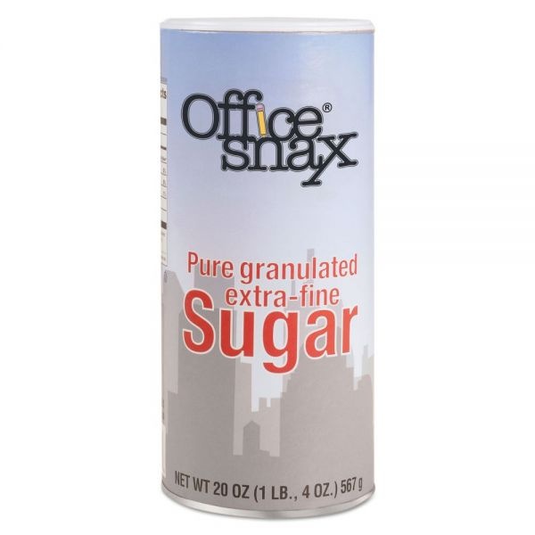 Office Snax Reclosable Canister Of Sugar, 20 Oz, 3/Pack