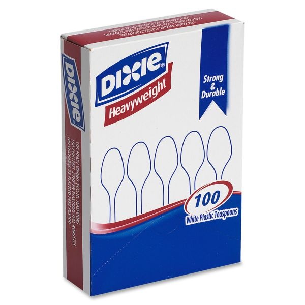 Dixie Heavyweight Utensils, Teaspoons, White, Box Of 100 Teaspoons