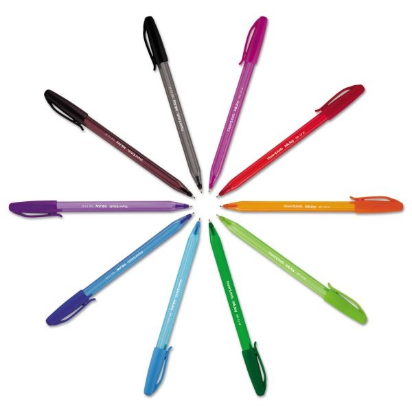 Paper Mate Inkjoy 100 Stick Pens, Medium Point, 1.0 Mm, Translucent Blue Barrels, Blue Ink, Pack Of 12 Pens