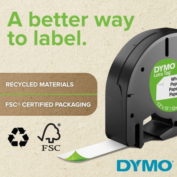 Dymo D1 High-Performance Polyester Removable Label Tape, 0.37" X 23 Ft, Black On White
